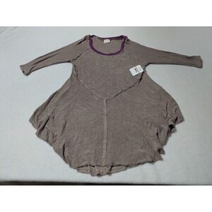 FREE PEOPLE Top INTIMATELY TAUPE Purple 3/4 SLEEVE WEEKEND Lagenlook TOP Sz XS
